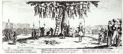 The Hanging, prato 11 de "As misérias e infortúnios da guerra", gravado por Israel Henriet (c.1590-1661) 1633 de Jacques Callot