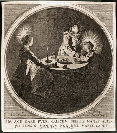 A Sagrada Família à mesa ... (gravura) de Jacques Callot
