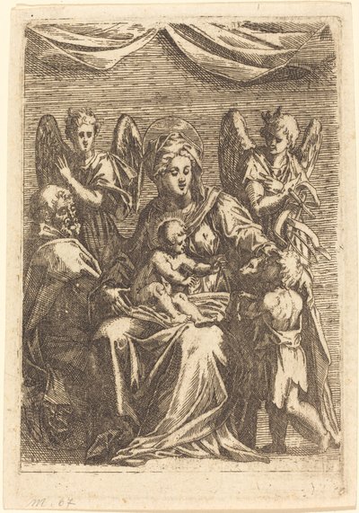 A Sagrada Família com dois anjos de Jacques Callot