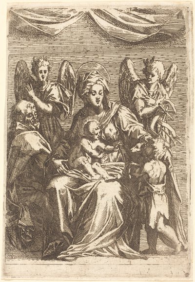 A Sagrada Família com dois anjos de Jacques Callot