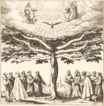 A Santíssima Trindade na Árvore da Vida, adorada pelos Franciscanos de Jacques Callot