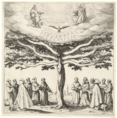 A Santíssima Trindade na Árvore da Vida, adorada pelos Franciscanos de Jacques Callot