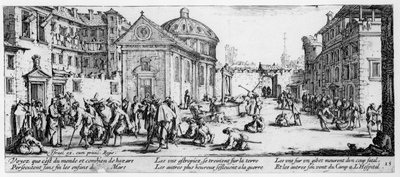 O hospital, prato 15 de The Miseries and Misfortunes of War, gravado por Israel Henriet (c.1590-1661) 1633 de Jacques Callot