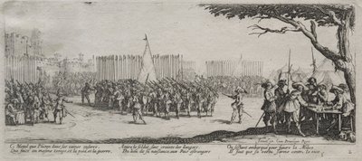 As grandes misérias da guerra: inscrição das tropas, 1633. de Jacques Callot