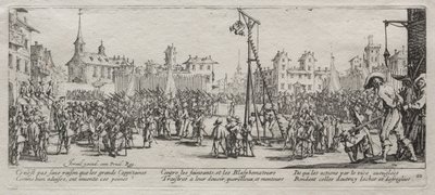 As Grandes Misérias da Guerra: O Strappado, 1633. de Jacques Callot