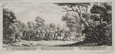 A Misericórdia da Guerra: Prisão de Malfeitores, 1633. de Jacques Callot