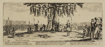 As misérias da guerra, nº 11. O enforcamento, 1633 de Jacques Callot