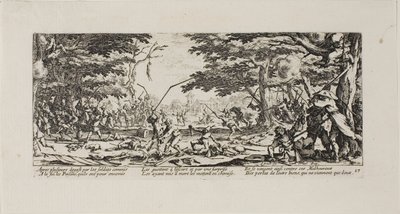 Os camponeses se vingam, placa dezessete de As misérias da guerra de Jacques Callot