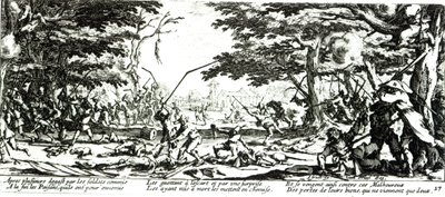 A vingança dos camponeses, placa 17 de "As misérias e infortúnios da guerra", gravada por Israel Henriet (c.1590-1661) 1633 de Jacques Callot