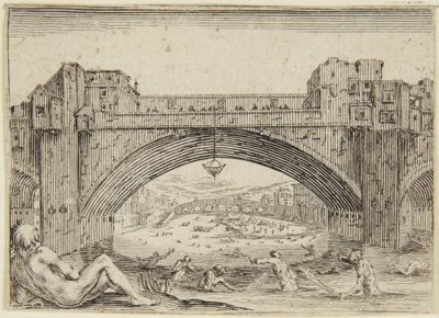 A Ponte Vecchio, Florença de Jacques Callot