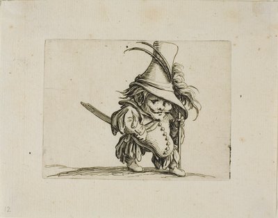 O homem barrigudo com um chapéu alto, de Varie Figure Gobbi de Jacques Callot