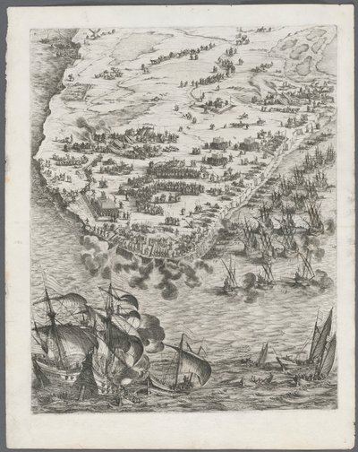 O cerco de La Rochelle: ilustração 10, 1628-1630. de Jacques Callot