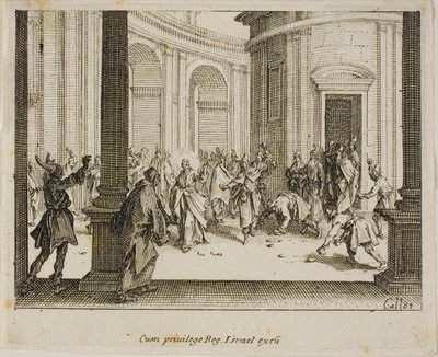 O apedrejamento de Jesus, do Novo Testamento de Jacques Callot