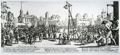 O Strappado, prato 10 de &39;The Miseries and Misfortunes of War&39;, gravado por Israel Henriet (c.1590-1661) 1633 de Jacques Callot