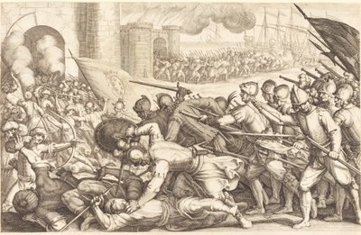 As tropas forçando o portão de uma cidade de Jacques Callot