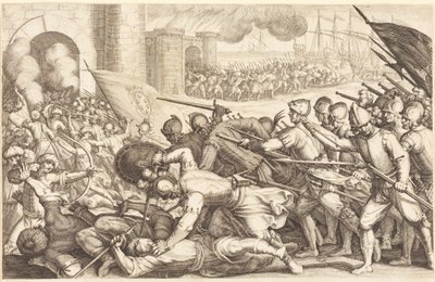 As tropas a forçar o portão de uma cidade de Jacques Callot