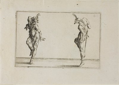 As duas pantalonas olham uma para a outra, de Os Caprichos de Jacques Callot