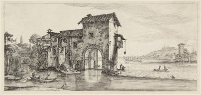 O moinho de água, da série Paysages Gravées pour Jean de Médicis, Paysages Dessinés à Florence de Jacques Callot