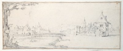 A ponte dos Gaúchos na Epinal (giz preto sobre papel) de Jacques Callot