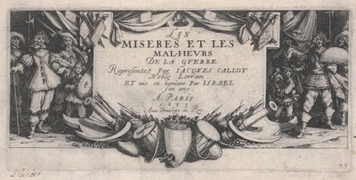 Página de título, As misérias da guerra de Jacques Callot