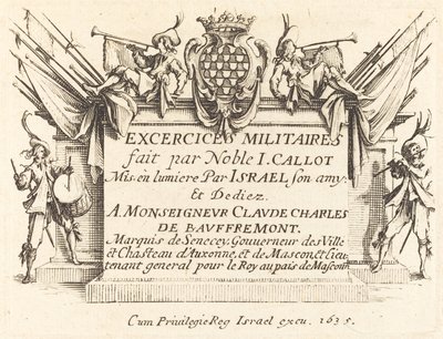 Página de rosto para os exercícios militares, 16341635. de Jacques Callot