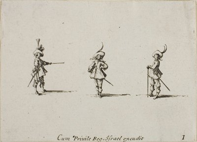 Exercício desarmado, placa um de Os exercícios militares de Jacques Callot
