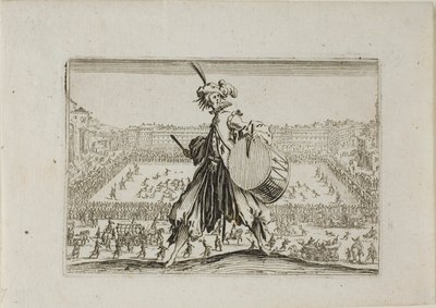 Vista da Piazza S. Croce com jogo de futebol, de The Caprices de Jacques Callot