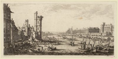 Vista do Louvre e da antiga Porte de Nesle (IFF 667). de Jacques Callot