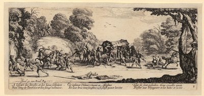 Ataque a uma diligência, folha 8 da série «Os Horrores da Guerra» de Jacques Callot