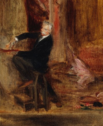 Retrato de Jules Chéret 1836-1933 em seu estúdio, 1892. de Jacques Emile Blanche