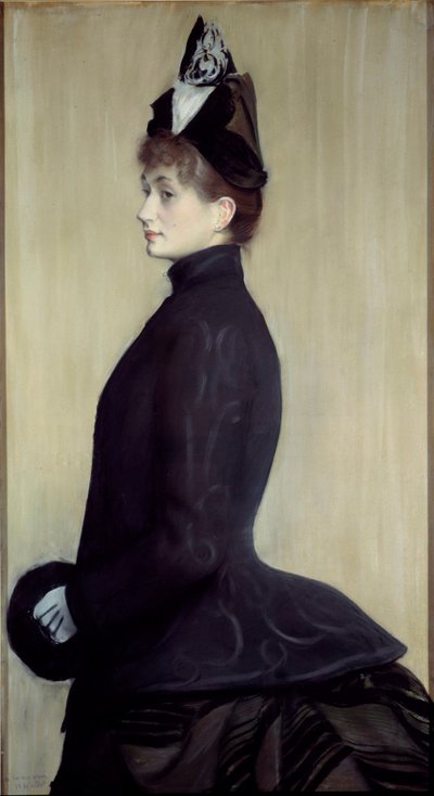 Retrato de Madame Wallet Pastel pintura de Jacques Emile (Jacques-Emile) Blanche (1861-1942) 1887 Sol. 1,3x0,65 m Paris, musee d