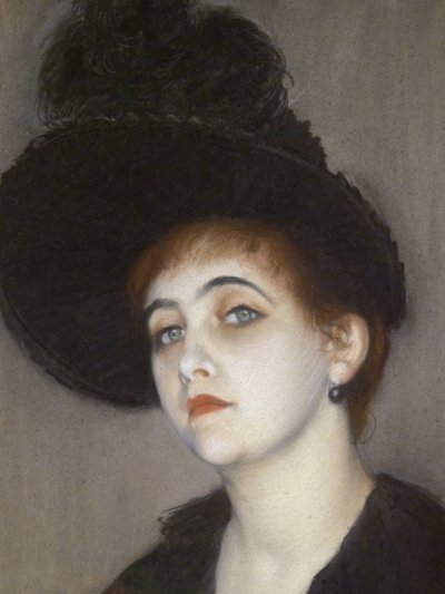 Retrato de Marie Blanche Vasnier, detalhe de Jacques Emile Blanche
