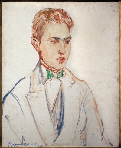 Estudo para o retrato de Raymond Radiguet (1903-1923). Obra de Jacques Emile (Jacques-Emile) Blanche (1861-1942), óleo sobre papelão, antes de 1923. Arte francesa, Musee des Beaux Arts de Rouen. de Jacques Emile Blanche