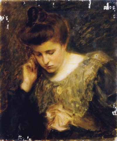 Estudo de uma mulher lendo de Jacques Emile Blanche