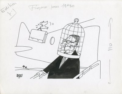 Le Figaro, sátira a preto e branco de Jacques Faizant
