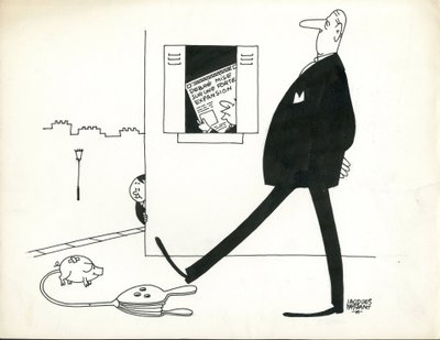 Paris-Presse, satírico em B  W de Jacques Faizant