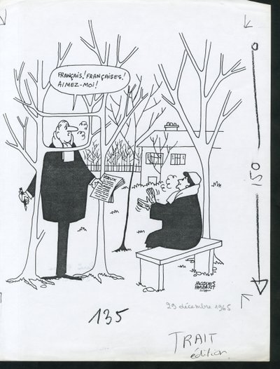 Paris-Presse, satírico em B  W de Jacques Faizant