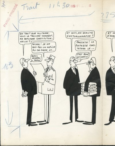 Paris-Presse, satírico em B  W de Jacques Faizant