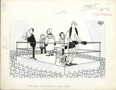 Paris-Presse, satírico em B  W de Jacques Faizant