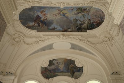 Decoração do pavilhão Norte do Petit Palais - O triunfo de Paris (teto) - Paris, capital intelectual (Demi-coupole), entre 1913 e 1919 (óleo) de Jacques Fernand Humbert