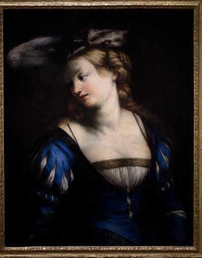 Mulher jovem com uma blusa azul de Jacques Francois Courtin