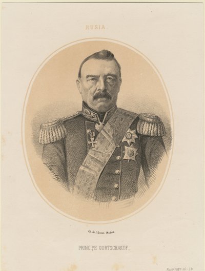 Retrato do príncipe Mikhail Dmitrievich Gorchakov 1795-1861, 1865 de Jacques Francois Gauderique Llanta