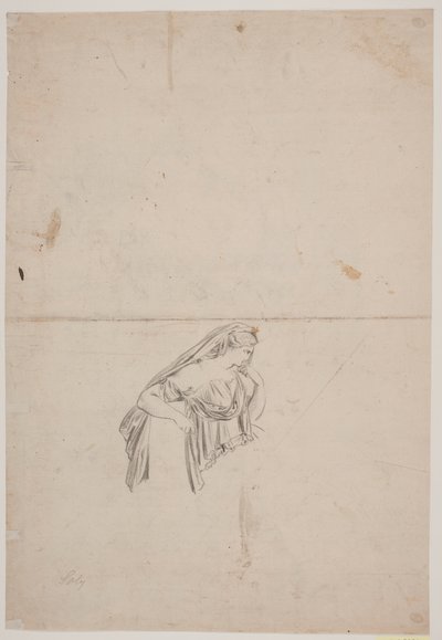 Estudo para figura feminina enlutada de Jacques Francois Joseph Saly