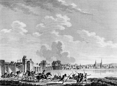 Revolução Francesa: Deroute de Passy (Pacy sur Eure ou Pacy-sur-Eure) a 13 de Julho de 1793. Gravado por Berthaut depois de Swebach. Paris, Biblioteca do Instituto de História da Revolução de Jacques Francois Joseph Swebach