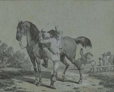 Homem montando um cavalo, . de Jacques Francois Joseph Swebach