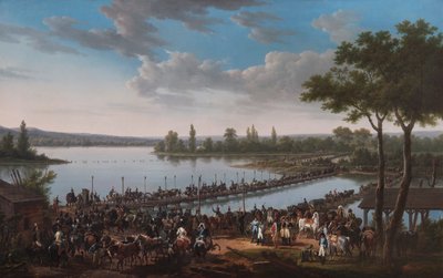 Passagem do Danúbio por Napoleão antes da Batalha de Wagram (óleo sobre tela) de Jacques Francois Joseph Swebach