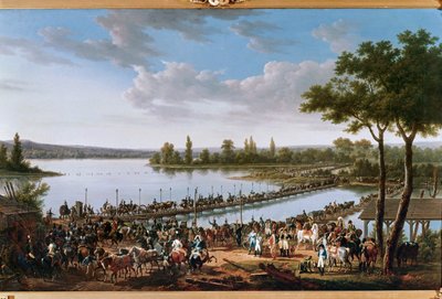 A passagem do Danúbio por Napoleão antes da batalha de Wagram ... (pintura sobre tela) de Jacques Francois Joseph Swebach