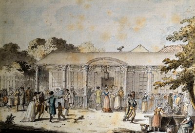 Vista do Cafe Goddet (ou Godet), Boulevard du Temple, no momento do Consulado de Jacques Francois Joseph Swebach