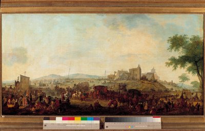 Vista do campo de manobras militares estabelecido sob o comando do Príncipe do Conde perto de Saint Omer de 5 de Agosto a 25 de Setembro de 1788 Este é Louis V Joseph de Bourbon-Conde (1736-1818). Pintura de Jacques Francois Joseph Swebach (1769-1823) 1788 de Jacques Francois Joseph Swebach