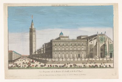 Vista da Catedral de Sevilha Gde. rue de Seville (título no objeto) de Jacques Gabriel Huquier